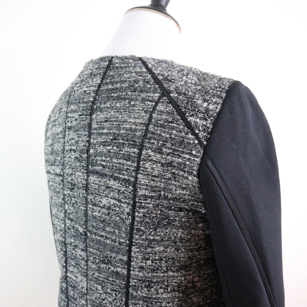 Ann Taylor Size 10 Boucle Wool Blend Moto Jacket Gray Heather - Picture 6 of 11
